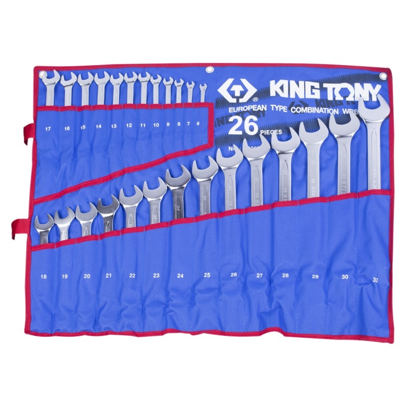 Набор комбинированных ключей, 6-32мм, 26 предметов чехол из теторона KING TONY 1226MRN