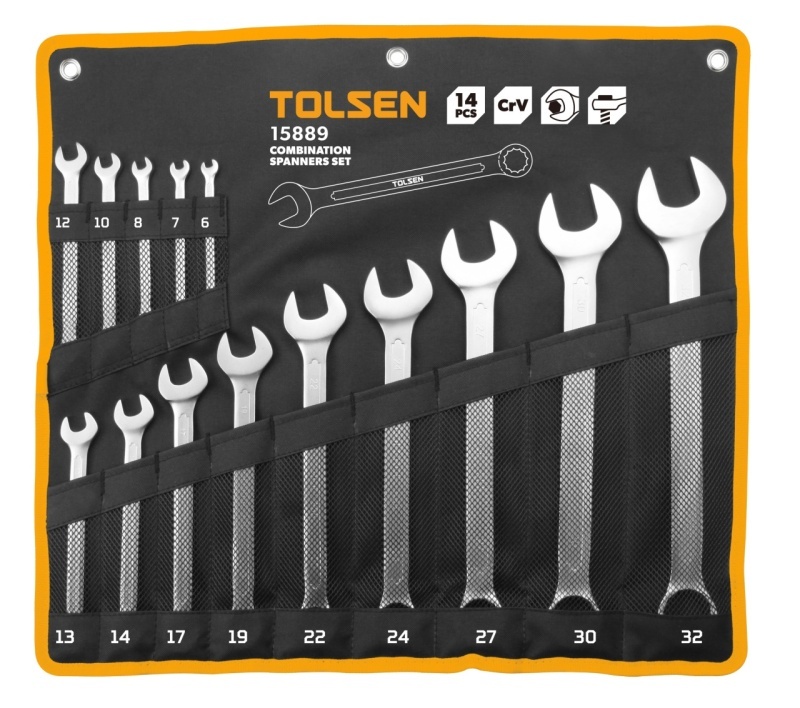 Набор комбинированных ключей, 6-32 мм, 14 пр,TOLSEN TT15889